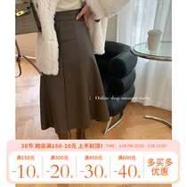 Summer Home 2021 Autumn Winter New High Waist Pu Leather Half Body Dress Woman Midlength Dress A Character Umbrella Skirt Winter sweater