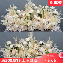 New wedding row flower simulation flower row background hanging flower Road lead potted flower Flower Flower point decoration T table finished Flower Hotel flower