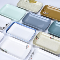 Top grid rice plate commercial rectangular plate plastic hot pot restaurant special melamine imitation porcelain tableware dish plate 10