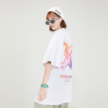 PCMY gradient paint couple shirt men and women National Trend brand hip hop BF Wind OS loose short sleeve tee summer