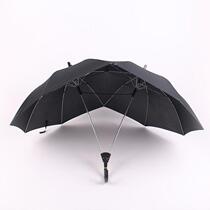 Personality creative double couple umbrella double top double pole Siamese day fashion sunny umbrella Black