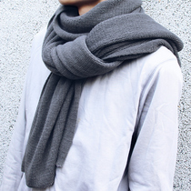 Scarf mens autumn and winter Korean version of the wild collar wool student knitting trend gift personality trend brand gray