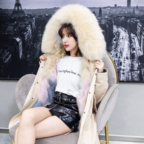  You of the stars Parker service womens 2020 winter new fox fur grass liner removable medium and long coat coat