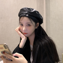 New pu Peberet hat woman autumn winter 100 lap Inn retro display face small painter hat mesh red head circumference anise cap