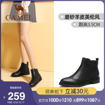 2021 new winter leather womens shoes high top Martin shoes retro thick heel short boots British sheepskin casual shoes simple