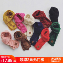 Autumn and Winter Childrens solid color scarf baby wool knitted girl atmospheric warm scarf boy foreign-made cotton bib
