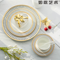 Nordic light luxury Net red dinner plate Western steak plate Phnom Penh bowl court plate model room household tableware set