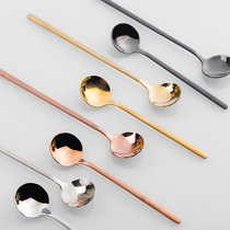 Creative Stainless Steel 304 Home Spoon Coffee Spoon Stir Spoon Sweet Milk Tea Yogurt Soup Spoon Round Head Baby Spoon