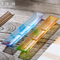  Glass reliquary Blue purple auspicious lotus incense board lying incense burner Incense burner Buddha household quiet and peaceful god