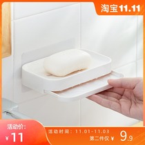 Punch-free soap box magic stick suction cup wall drain storage toilet laundry creative soap box