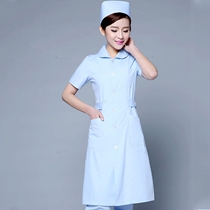 Pink and blue nurse clothes long-sleeved womens waist slim white coat intern tattoo embroidery beautician work clothes