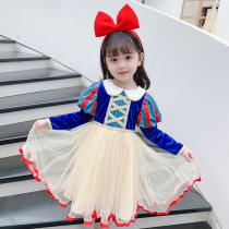 White Snow Princess Dress Girl Spring Autumn Birthday Dress 2022 New Autumn Winter Velvet Dresses Children Love Shara Clothes