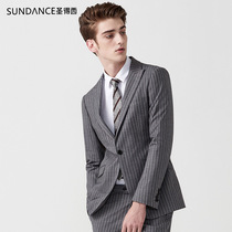 Saint-Denis Men's Suit New Fall 2022 Grey Vertical Striped Slim Suit (Same in Store)