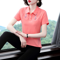 Summer Short Sleeve T-shirt Womens Dress 2020 New Fashion Loose Temperament Casual Mom Cotton Numb Polo Shirt