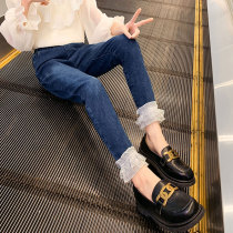 Girl Jeans Spring Autumn 2022 New Ocean Gas Children Pants Girl Spring Clothing CUHK Kid Elastic Small Foot Pants Tide