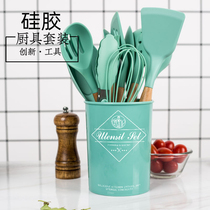 Wooden handle silicone spatula non-stick pan special shovel small household soup spoon Kitchen silicone kitchenware set small high temperature resistant