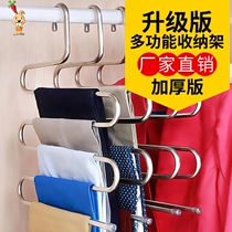 Net red hanger with pants rack telescopic wardrobe Household multi-layer foldable support space-saving magic pylons