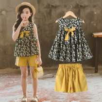 Girl vest doll shirt set foreign atmosphere children summer clothes 2021 New Korean childrens shorts two-piece tide