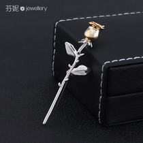 Korean temperament Joker gold and silver two-color rose brooch high-end corsage women mens suit collar pin badge accessories