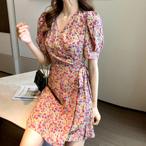 Flower chiffon dress womens thin French temperament small man summer dress 2021 new summer skirt tide