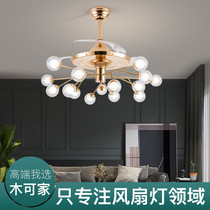 Muke home fan lamp ceiling fan lamp household silent integrated large wind Nordic invisible living room dining room fan chandelier