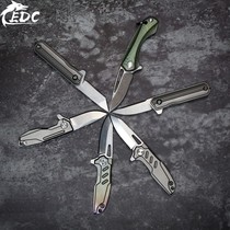 EDC mini titanium alloy knife quick opening folding knife Sharp edge key knife Damascus necklace knife Self-defense tool