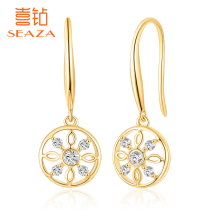 Diamond earrings ear hook female yellow 18K gold light luxury fashion temperament Jewelry earrings real diamond gift