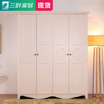 Three-leaf home Korean pastoral 4-door wardrobe bedroom furniture four-door wardrobe master bedroom small apartment wardrobe