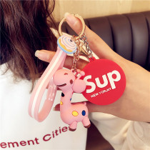Cute giraffe doll keychain couple simple key chain female book bag pendant doll mobile phone hanging decoration