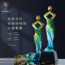 Glass trophy customized creative lettering crystal trophy high-end annual meeting Event Award champion souvenir