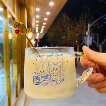 Hanfeng soft cute cold coffee cup Cup Cup cute glass cup drink cup latte cup mug with transparent handle