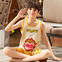 Children's summer pajamas boys' thin cotton vest boys' summer home clothes large children's clothes air conditioning suit