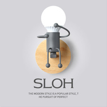 Nordic wall lamp bedroom ins creative personality girl Mini small person modeling TV background wall B & B bedside lamp