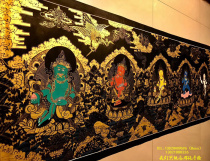 Giant banner black gold five surnames God of wealth Nepal Buddhist boutique Lama pure gold mineral paint hand-painted thangka hanging paintings