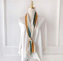 2021 spring and summer new Korean long strip scarf Joker silk small floral silk scarf women chiffon scarf trend