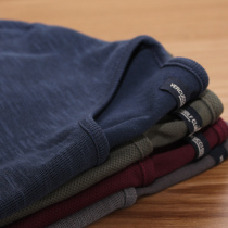  Foreign trade original single day single round neck solid color mesh breathable long-sleeved T-shirt European version of large size simple mens undershirt bottoming shirt