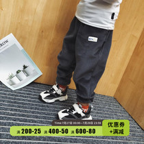 Boy light core suede thickened pants 2019 winter new Korean version childlike children elastic thickened casual pants baby long pants