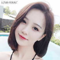 Wig womens short hair net red bobo round face bobo middle split real hair Real hair wig Womens long hair full headgear