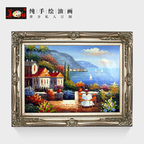 Mediterranean European oil painting hand-painted landscape living room bedroom European-style murals manual three-dimensional painting decorative painting custom