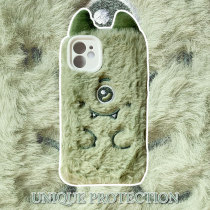 Autumn and winter plush little monster iPhone12ProMax Apple 11pro mobile phone case X couple personality XR female case hairy mini creative SE cartoon anti-fall XS