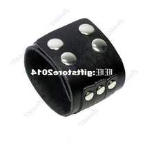 black simple widening punk buckles leather wristband riv