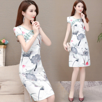 Improvement of the qipao dress for women Summer 2020 new Korean version of the Han version of the new Han version of the Antique Print Bag Hip and Hip Step