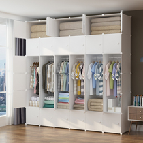 Wardrobe modern simple rental room with imitation solid wood assembly economical home bedroom storage hanging plastic cloth wardrobe