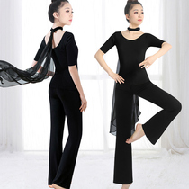 Body suit Dance practice suit Female etiquette and manners Catwalk practice Loose micro-flared pants Modern dance wide-leg pants suit