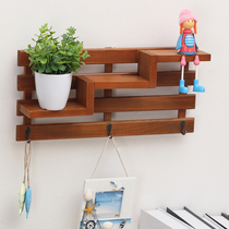 Creative Solid Wood Living Room Wall Decoration Wooden Stairs Shelve Shelve Retro Partition Brief Wall-mounted Cloakhood Hook