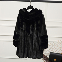 Henning Mink Leather Coat Lady Whole Mink Long length 2021 New imported fur Mink Wool even hat jacket