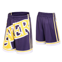Thin Lakers basketball pants Quick-drying running shorts Sports fitness training pants Over-the-knee large loose hip-hop ball pants