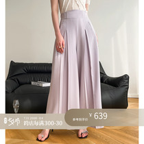 Z boss acetate material 100 hitch H version type small V open slit with thin and breathable long style pendant suit 100 plexant skirt woman