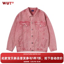 (WUT official store) original design washed stone mill old pink denim jacket tooling retro jacket
