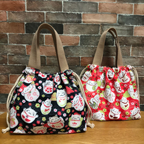 New waterproof lunch box bag lunch bag portable rice bag cute student with lunch bag hand drawstring bag